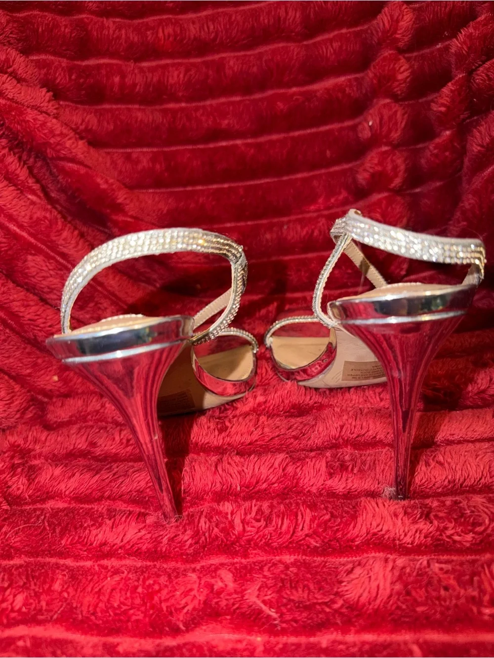 Steve Madden Silver Crystal Strappy Stiletto Sandal